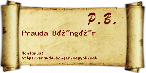 Prauda Böngér névjegykártya
